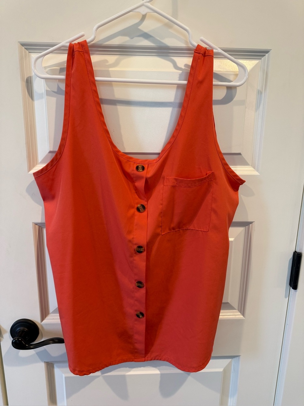 Women's Button-Front Tank Top in Coral
